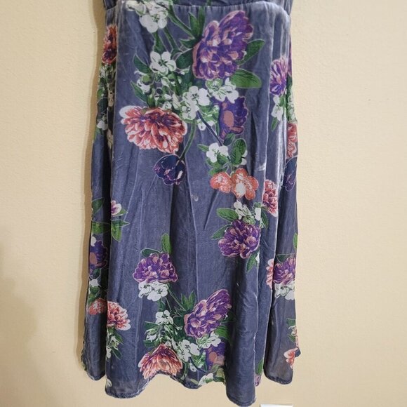 Lulus‎ Womens Floral Velvet Burnout Midi Dress S Cottagecore Fairy Strechy - Picture 5 of 9
